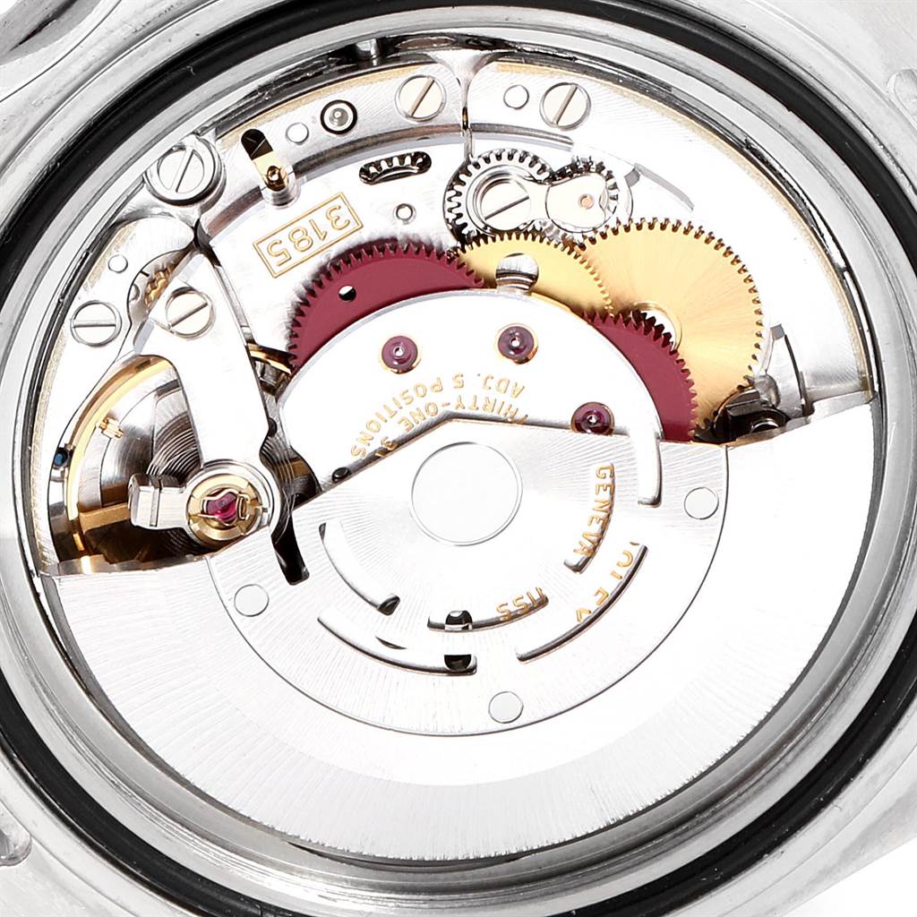 This image shows the internal movement mechanism of a Rolex GMT-Master 16710 Men's Stainless Steel Black Dial 16710 Men's Stainless Steel Black Dial watch from a close-up top angle.