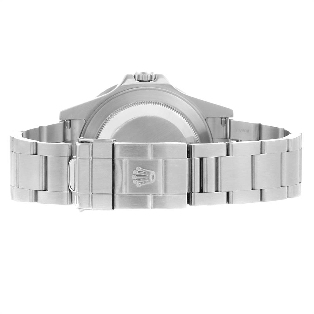 The image shows the clasp and case back of a Rolex GMT-Master 16710 Men's Stainless Steel Black Dial 16710 Men's Stainless Steel Black Dial watch, viewed from the rear.