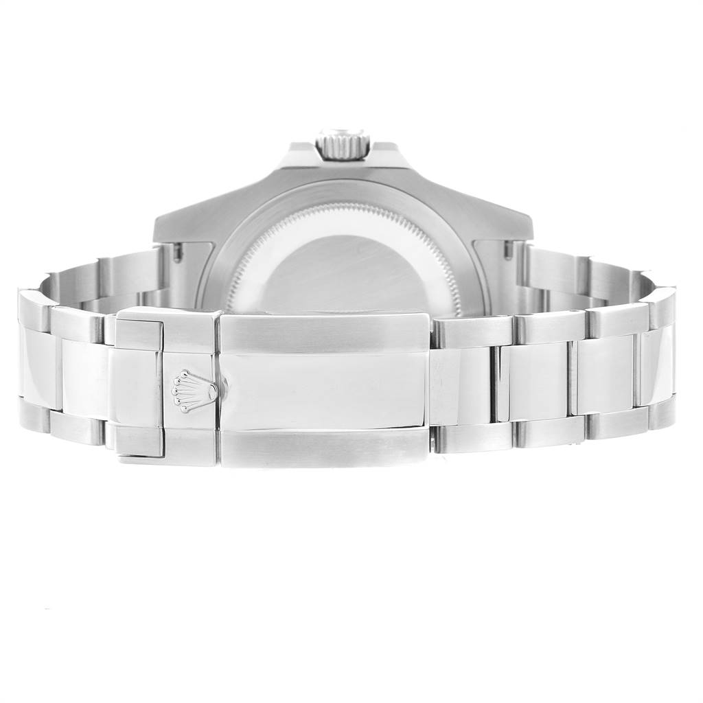 The image shows the back view of a Rolex GMT-Master 116710 Men's Stainless Steel Black Dial 116710 Men's Stainless Steel Black Dial watch, highlighting the clasp and bracelet.