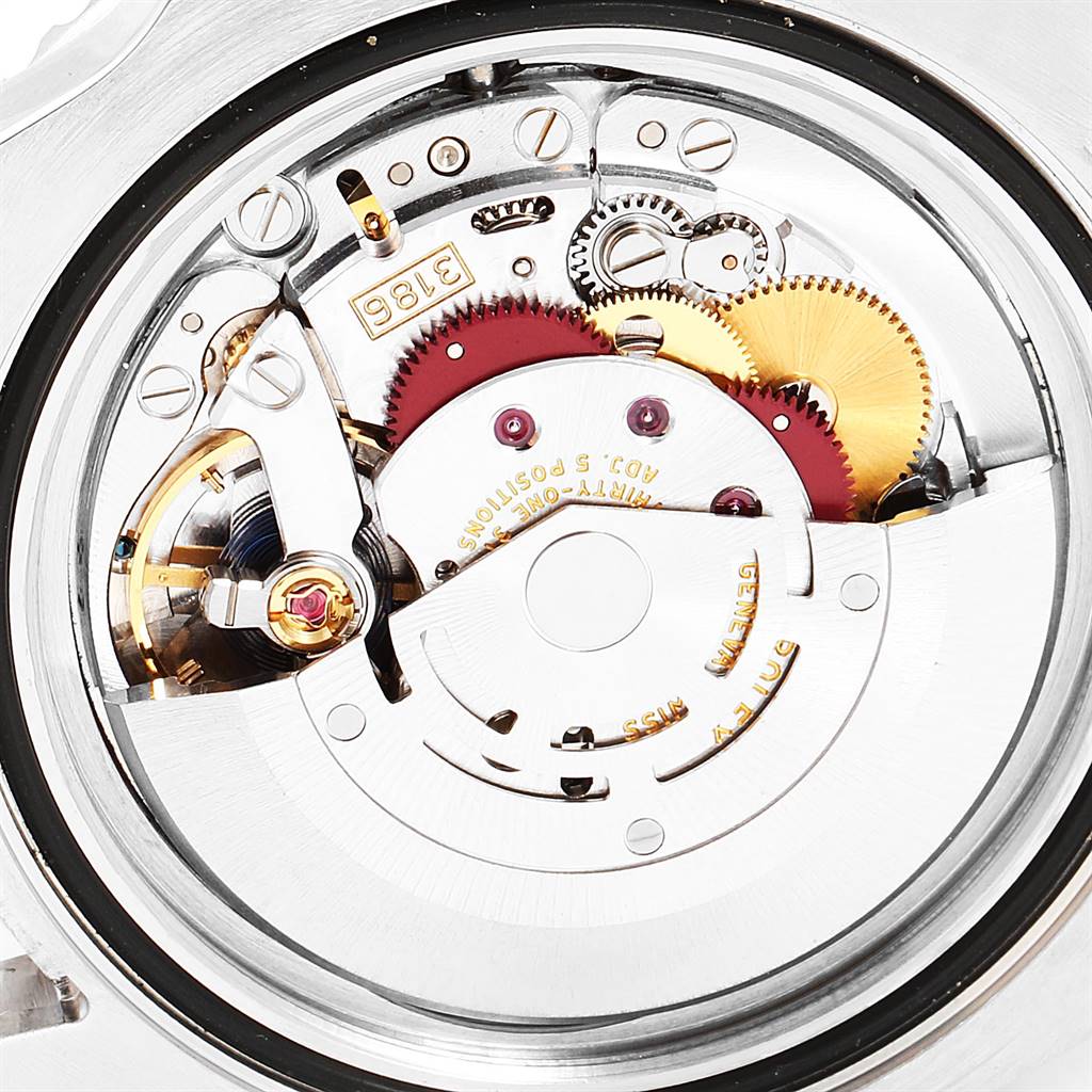 The image shows a close-up view of the movement and internal mechanical components of the Rolex GMT-Master 116710 Men's Stainless Steel Black Dial 116710 Men's Stainless Steel Black Dial watch.