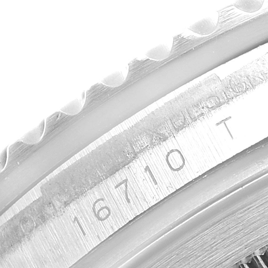 This image shows a close-up view of the case side and bezel of the Rolex GMT-Master 16710 Men's Stainless Steel Black Dial 16710 Men's Stainless Steel Black Dial model, highlighting the model number.