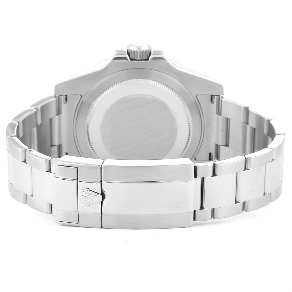 This image shows the case back and bracelet clasp of a Rolex GMT-Master 116710 Men's Stainless Steel Black Dial 116710 Men's Stainless Steel Black Dial watch from a rear angle.