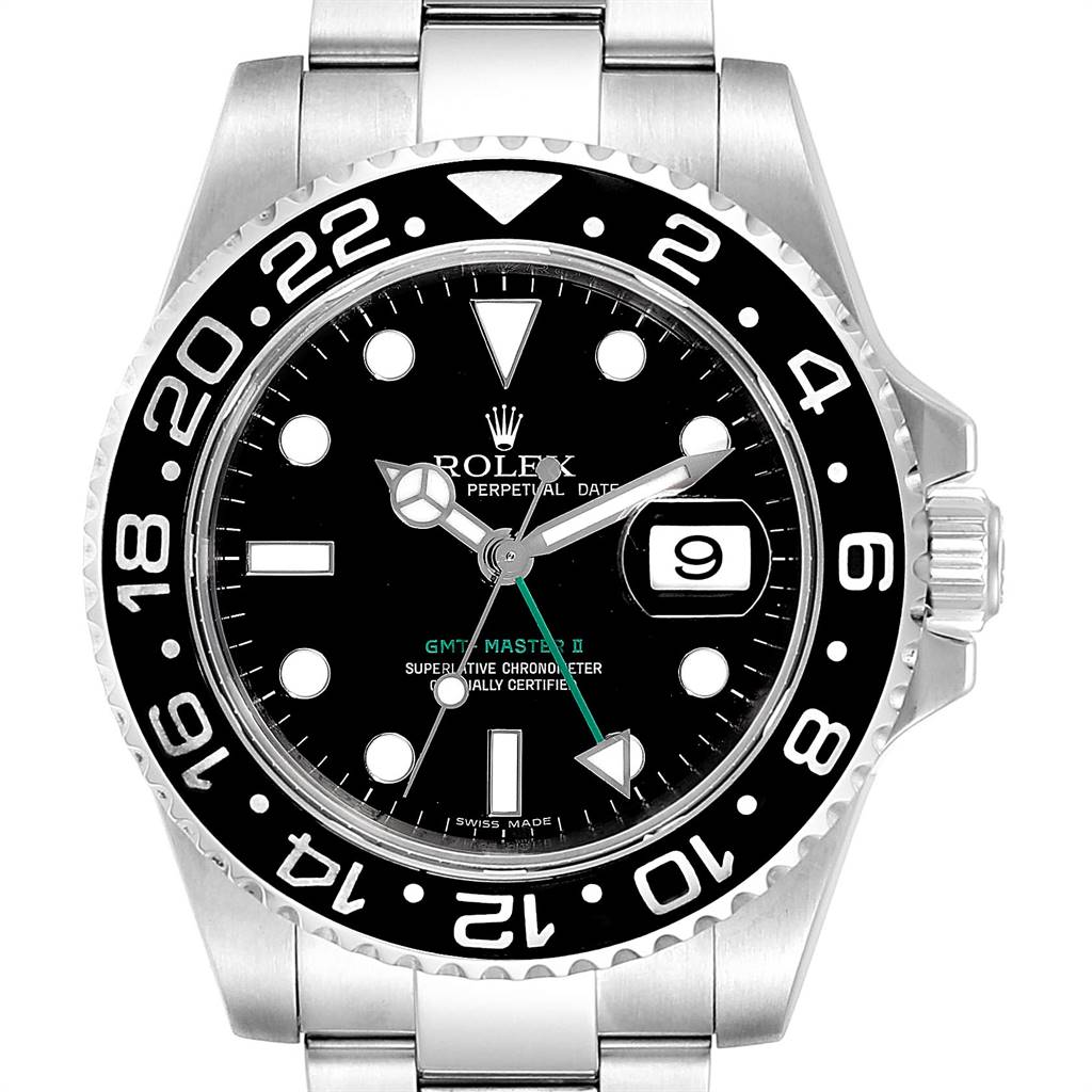 Rolex GMT Master II 40mm Black Dial Green Hand Mens Watch 116710 ...