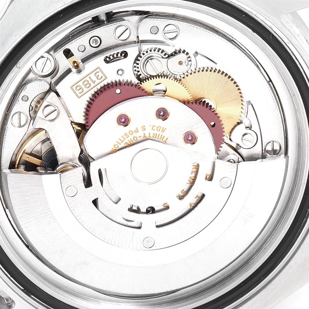 The image shows the internal mechanism of a Rolex GMT-Master 116710 Men's Stainless Steel Black Dial 116710 Men's Stainless Steel Black Dial watch from a rear angle with focus on the movement.