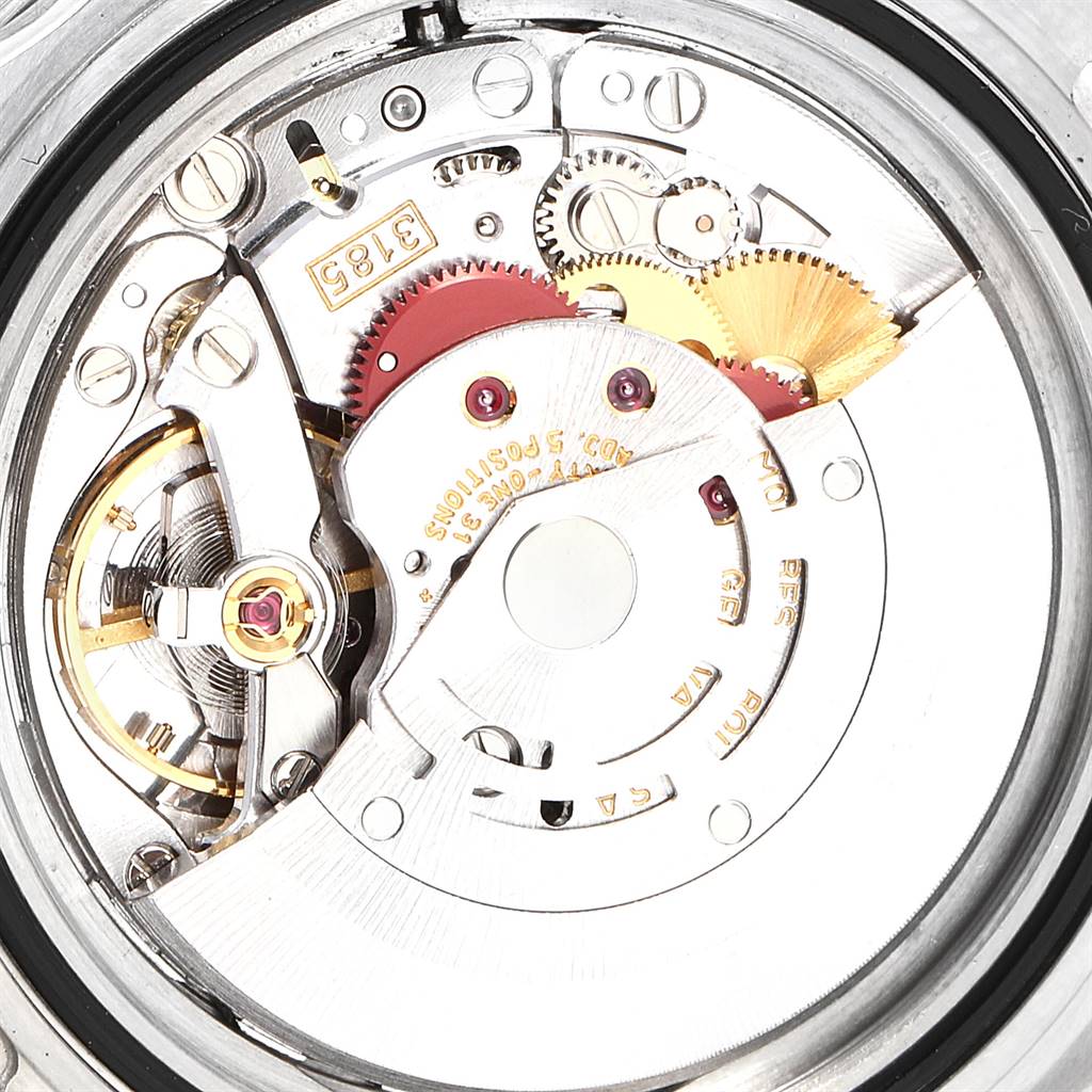 This image shows a close-up view of the movement and internal mechanisms of a Rolex GMT-Master 16710 Men's Stainless Steel Black Dial 16710 Men's Stainless Steel Black Dial watch.