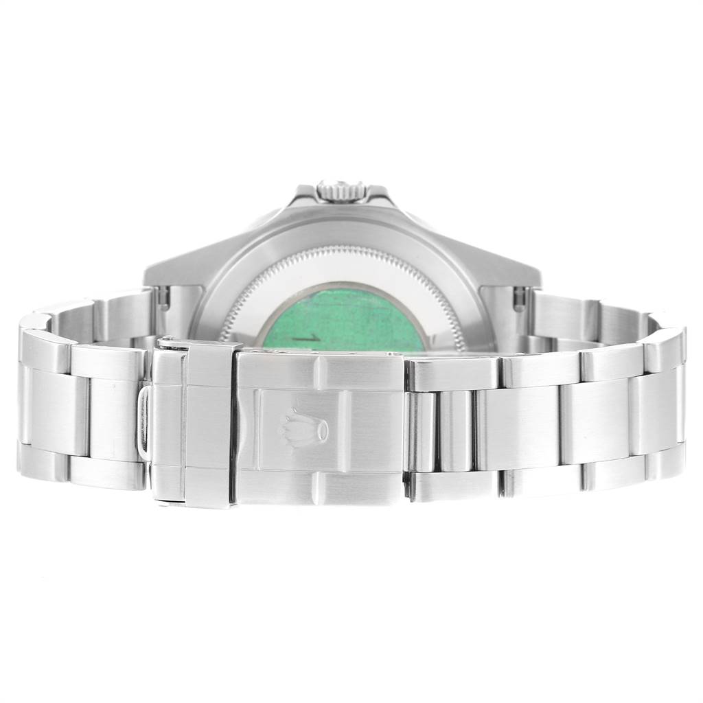 The image shows the back view of a Rolex GMT-Master 16710 Men's Stainless Steel Black Dial 16710 Men's Stainless Steel Black Dial watch, focusing on the case back and the metal bracelet clasp.