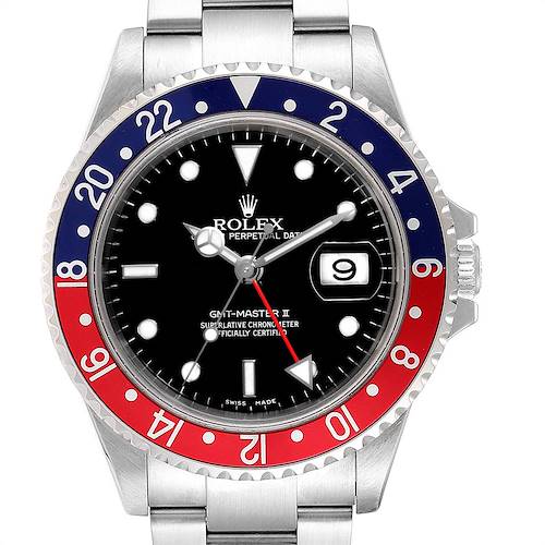 Photo of Rolex GMT Master II Blue Red Pepsi Bezel Inserts Mens Watch 16710