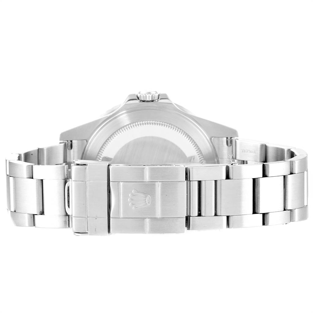 The image shows the back of a Rolex GMT-Master 16710 Men
s Stainless Steel Black Dial 16710 Men
s Stainless Steel Black Dial watch, focusing on its clasp and bracelet.