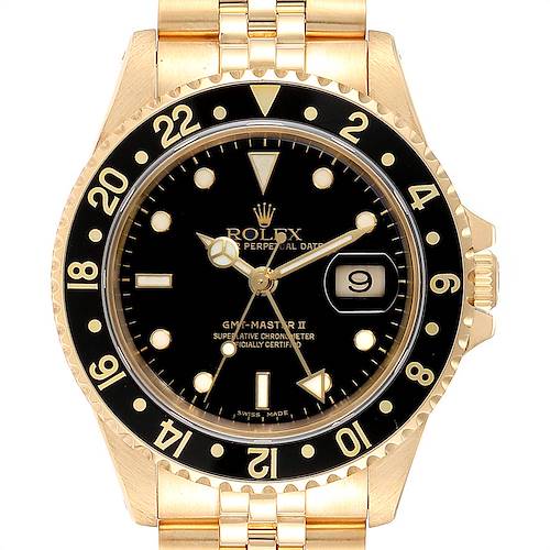 Photo of Rolex GMT Master 18K Yellow Gold Mens Watch 16718 Box Papers