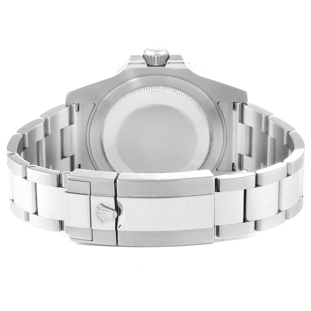 The image shows the case back and bracelet clasp of a Rolex GMT-Master 116710 Men's Stainless Steel Black Dial 116710 Men's Stainless Steel Black Dial watch from the rear angle.