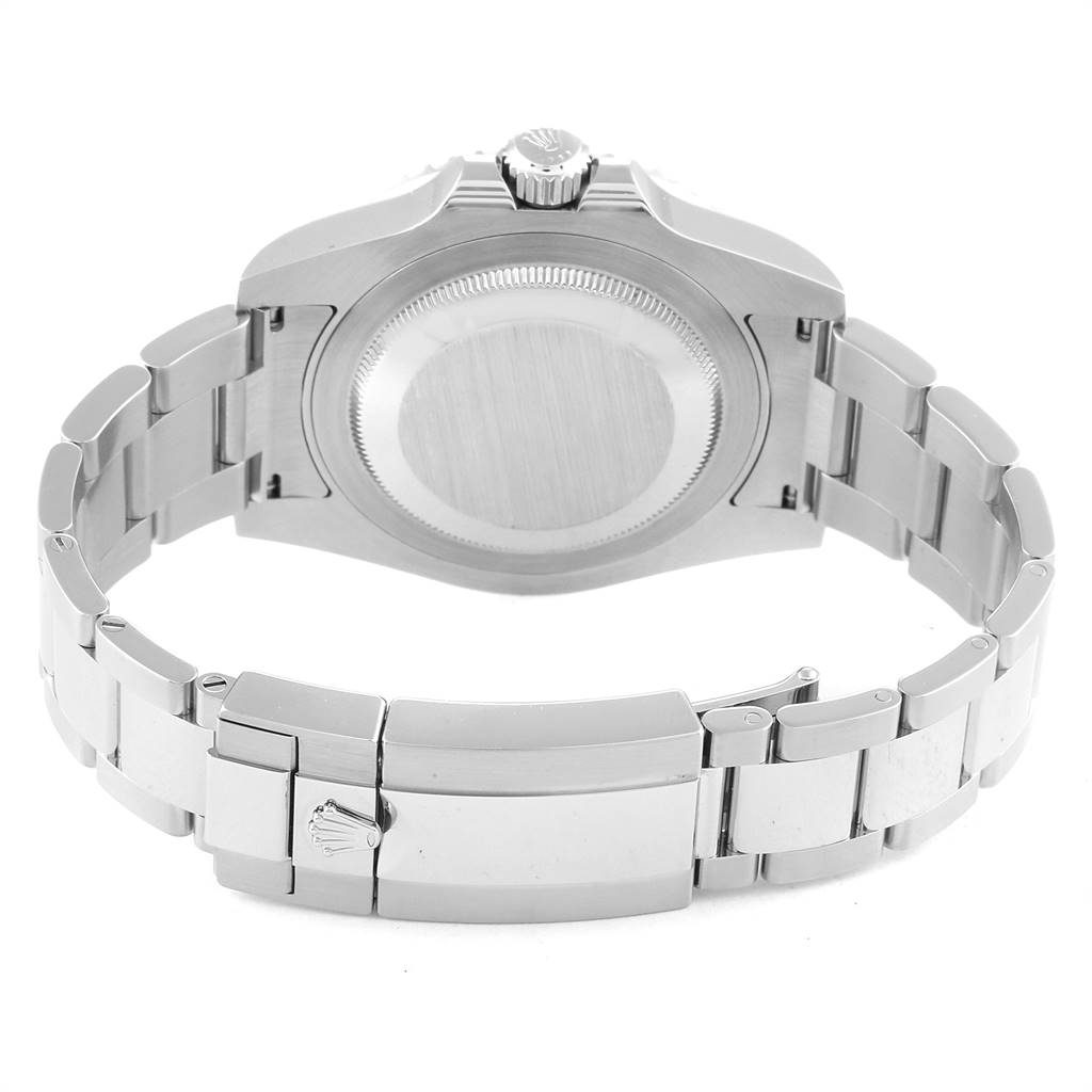 The image shows the back case and bracelet of a Rolex GMT-Master 116710 Men's Stainless Steel Black Dial 116710 Men's Stainless Steel Black Dial watch viewed from the rear.