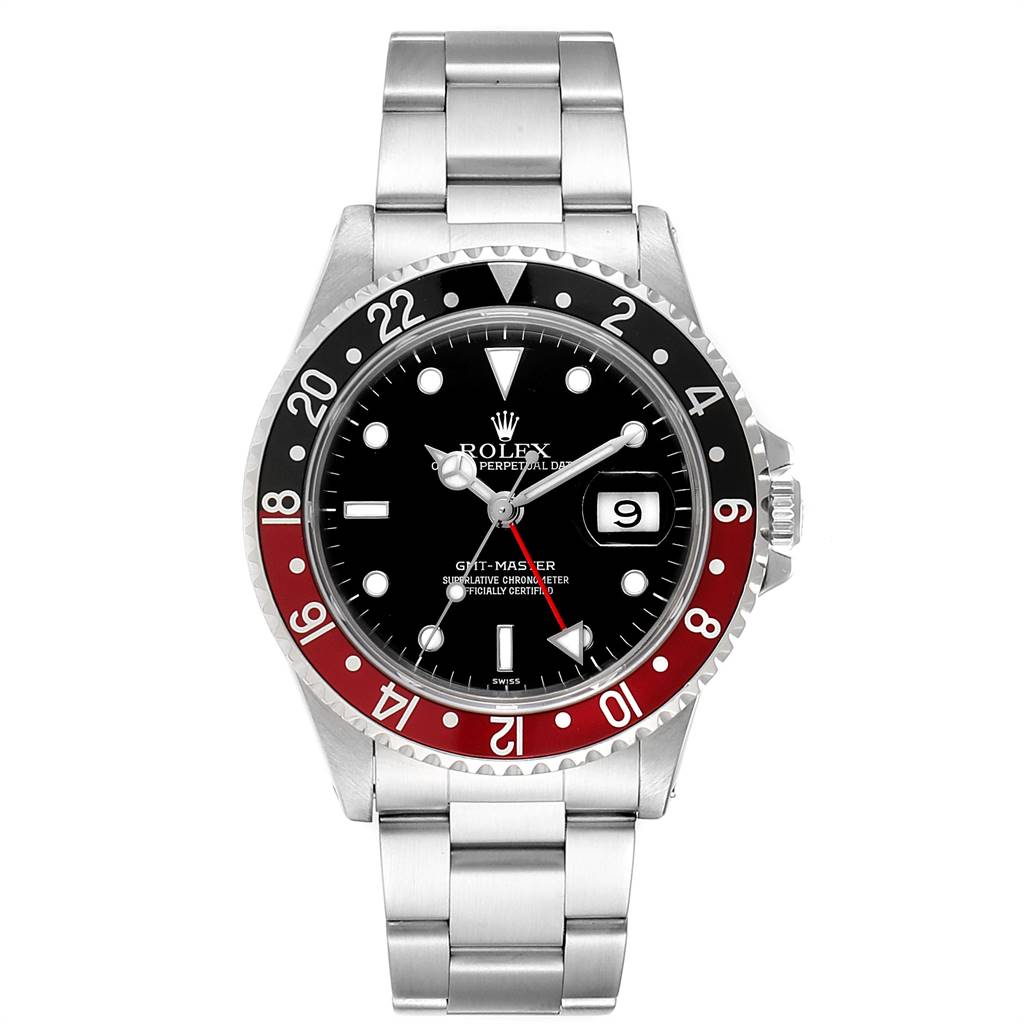 The Rolex GMT-Master 16700 Men's Stainless Steel Black Dial 16700 Men's Stainless Steel Black Dial watch is shown from a top-down angle, highlighting the bezel, dial, hands, and bracelet.