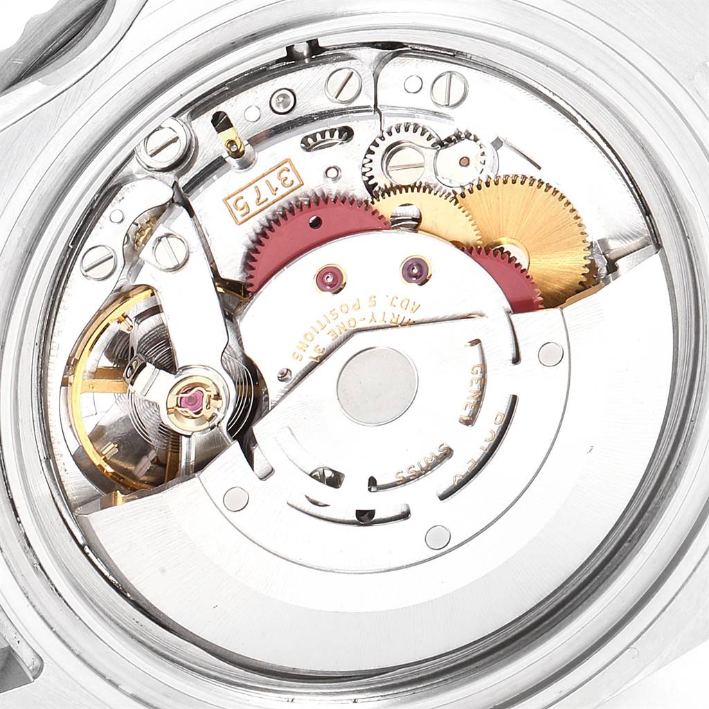 The image shows the inner mechanical movement of a Rolex GMT-Master 16700 Men's Stainless Steel Black Dial 16700 Men's Stainless Steel Black Dial watch viewed from the back.