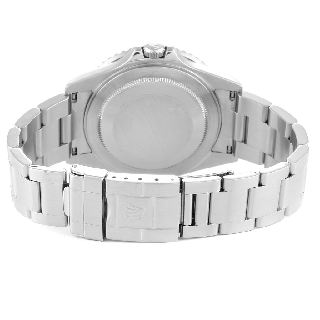 The image shows the back case and bracelet of a Rolex GMT-Master 16710 Men's Stainless Steel Black Dial 16710 Men's Stainless Steel Black Dial watch from a rear angle.