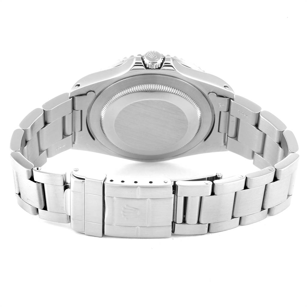 This image shows the back case and bracelet of a Rolex GMT-Master 16700 Men's Stainless Steel Black Dial 16700 Men's Stainless Steel Black Dial watch from a rear angle.