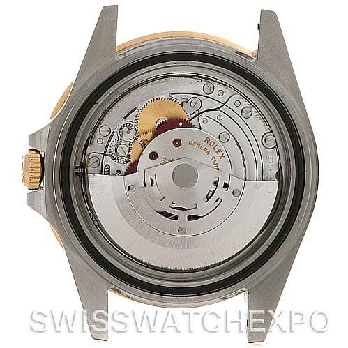 This image shows the back view of the Rolex GMT-Master 16713 Men's Stainless Steel Black Dial 16713 Men's Stainless Steel Black Dial's internal movement without its case back.