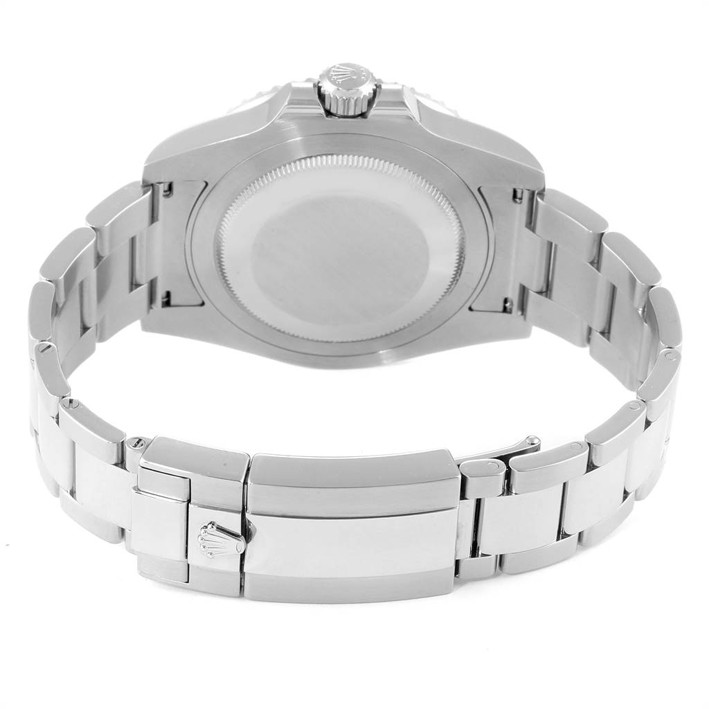 The image shows the back and clasp of a Rolex GMT-Master 116710 Men's Stainless Steel Black Dial 116710 Men's Stainless Steel Black Dial watch.