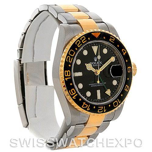 Rolex GMT Master II Men's 18k Gold Steel Watch 116713 SwissWatchExpo