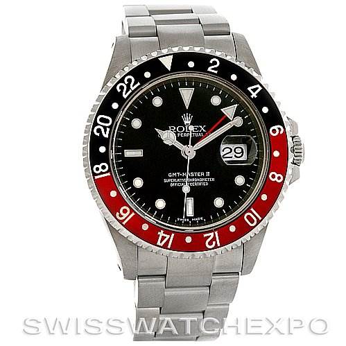 The image shows a Rolex GMT-Master 16710 Men's Stainless Steel Black Dial 16710 Men's Stainless Steel Black Dial II watch from the front, displaying the bezel, dial, hands, and bracelet.