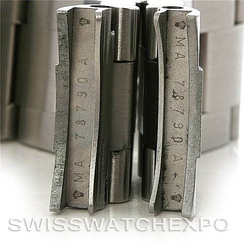 This image shows a close-up of the end links and bracelet of a Rolex GMT-Master 16710 Men's Stainless Steel Black Dial 16710 Men's Stainless Steel Black Dial watch.