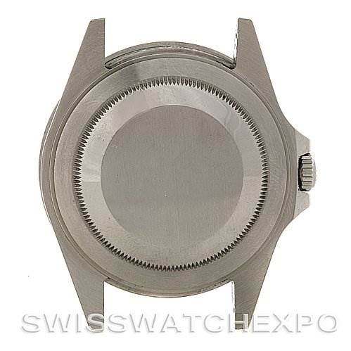 The image shows the back view of the Rolex GMT-Master 16710 Men's Stainless Steel Black Dial 16710 Men's Stainless Steel Black Dial watch case without the bracelet.