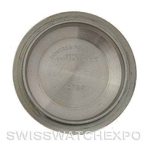 This image shows the inside case back of a Rolex GMT-Master 16753 Men
s Stainless Steel Brown Dial 16753 Men
s Stainless Steel Brown Dial watch, model number 16750, made of stainless steel.