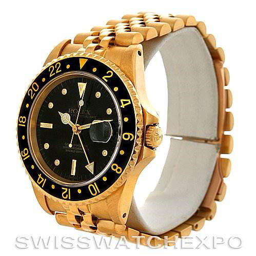 Rolex GMT Master Transitional Men's 18k Yellow Gold Watch 16758 SwissWatchExpo