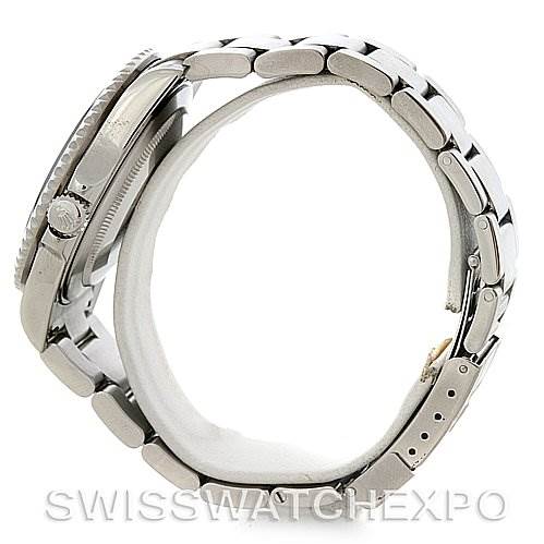 Side profile of a Rolex GMT-Master 16710 T Men's Stainless Steel Black Dial 16710 T Men's Stainless Steel Black Dial watch, showing the bracelet, case, and crown.