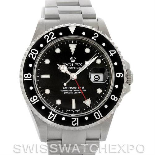 Photo of Rolex GMT Master II Mens Steel Watch Black Bezel 16710 Sport Watch