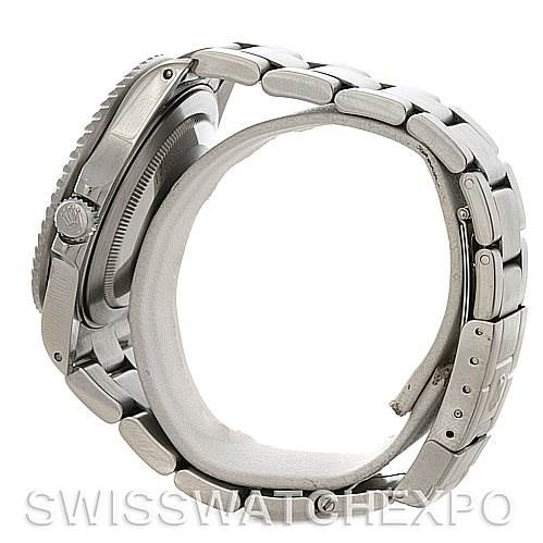 This image shows the side and bracelet of a Rolex GMT-Master 16710 Men's Stainless Steel Black Dial 16710 Men's Stainless Steel Black Dial watch.