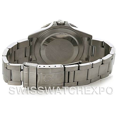 The image shows the back case, bracelet, and clasp of a Rolex GMT-Master 16710 T Men's Stainless Steel Black Dial 16710 T Men's Stainless Steel Black Dial watch photographed from behind.