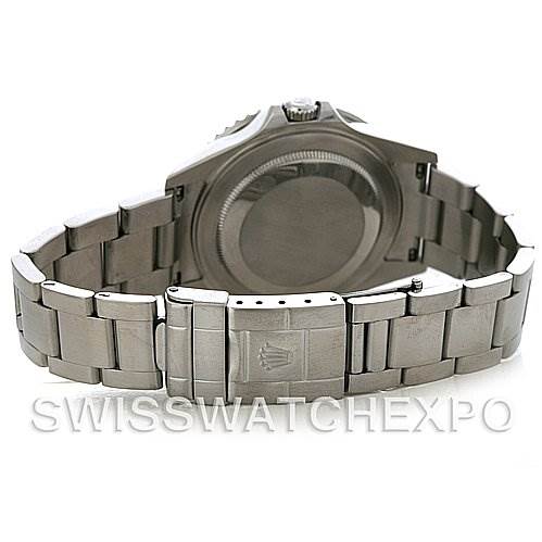 The image shows the back case, bracelet, and clasp of a Rolex GMT-Master 16710 Men's Stainless Steel Black Dial 16710 Men's Stainless Steel Black Dial watch from a rear angle.