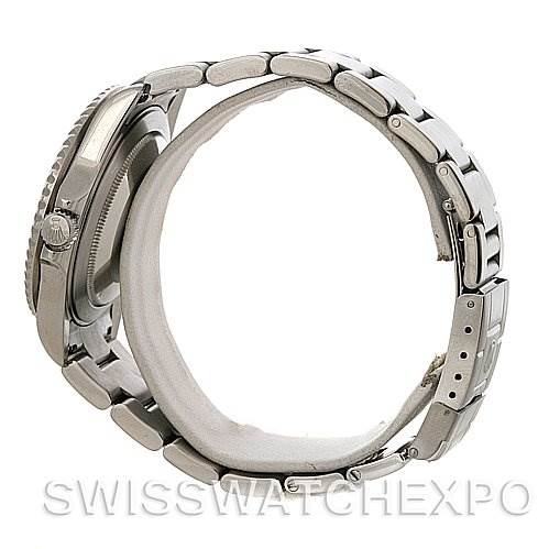 The image shows a side view of a Rolex GMT-Master 16710 Men's Stainless Steel Black Dial 16710 Men's Stainless Steel Black Dial watch, focusing on the bracelet and case.