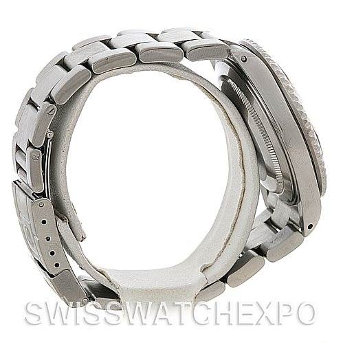 The image shows a side view of the Rolex GMT-Master 16710 Men's Stainless Steel Black Dial 16710 Men's Stainless Steel Black Dial watch, focusing on the bracelet and part of the case and bezel.