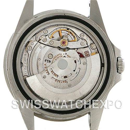This image shows the internal movement mechanism of a Rolex GMT-Master 16710 Men's Stainless Steel Black Dial 16710 Men's Stainless Steel Black Dial watch, viewed from the back without the case back.