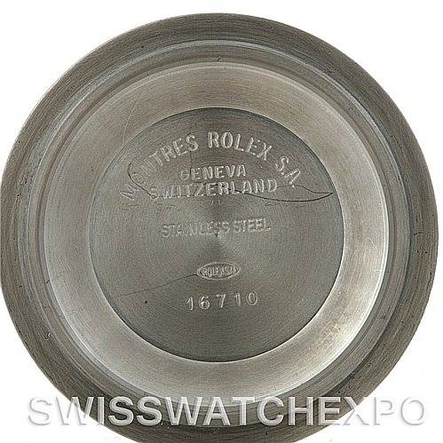 The image shows the case back interior of a Rolex GMT-Master 16713 Men
s Stainless Steel Brown Dial 16713 Men
s Stainless Steel Brown Dial, model number 16710.