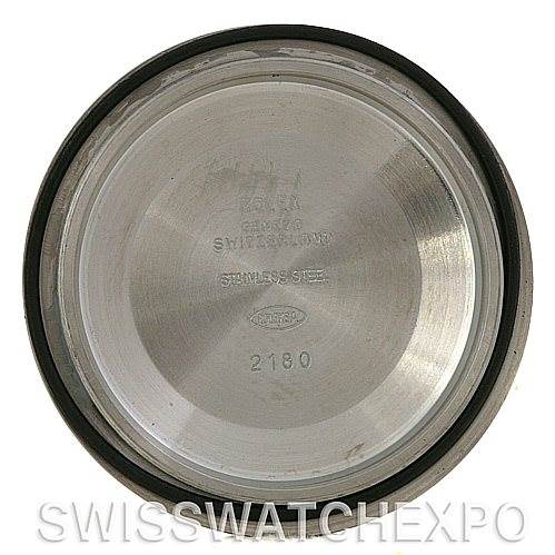 This image shows the inside case back of a Rolex GMT-Master 16710 Men's Stainless Steel Black Dial 16710 Men's Stainless Steel Black Dial watch, featuring engravings and a rubber gasket.