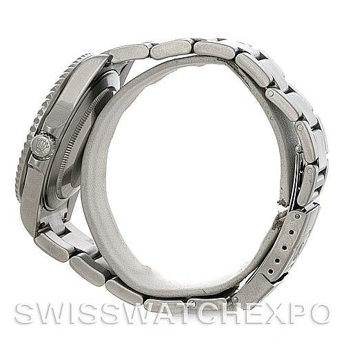 This image shows a side view of the Rolex GMT-Master 16710 Men's Stainless Steel Black Dial 16710 Men's Stainless Steel Black Dial, highlighting the case, crown, and bracelet.