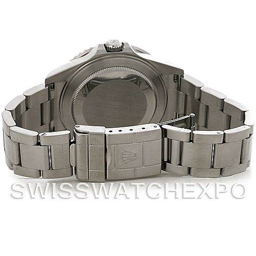 The image shows the back case, bracelet, and clasp of a Rolex GMT-Master 16710 Men's Stainless Steel Black Dial 16710 Men's Stainless Steel Black Dial watch.