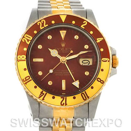 Photo of Men's 18k Gold Steel Rolex GMT Master Watch 16753