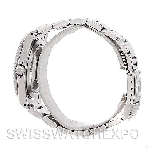 This image shows a side view of the Rolex GMT-Master 16710 Men's Stainless Steel Black Dial 16710 Men's Stainless Steel Black Dial watch, highlighting the bracelet, crown, and side profile of the case.