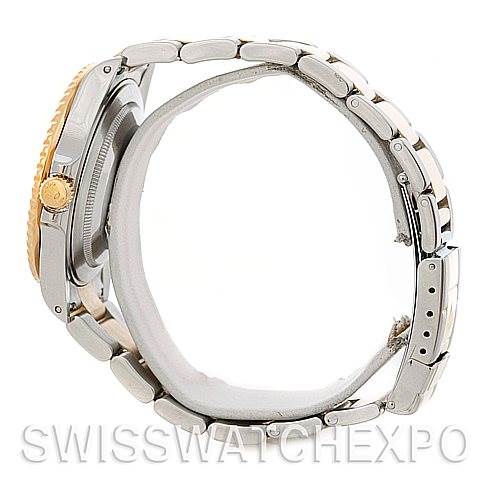 The image shows a side view of the Rolex GMT-Master 16713 Men's Stainless Steel Brown Dial 16713 Men's Stainless Steel Brown Dial watch, highlighting its case, bezel, crown, and bracelet.