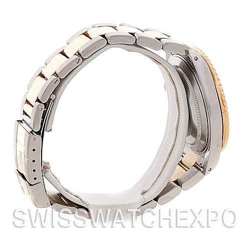 This image shows a side view of the band and case of a Rolex GMT-Master 16713 Men's Stainless Steel Brown Dial 16713 Men's Stainless Steel Brown Dial watch.