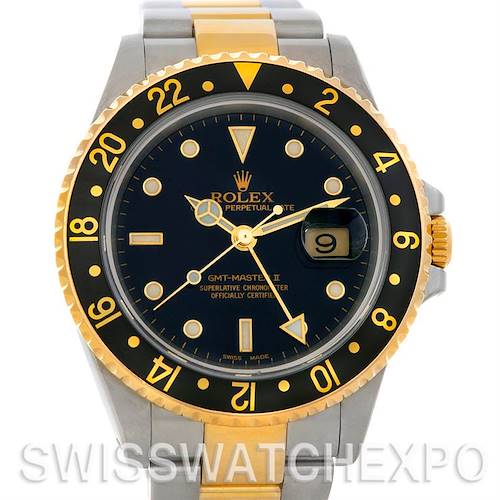 Photo of Men's 18k Yellow Gold Steel Rolex GMT Master II Watch 16713