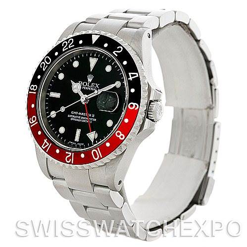 The image shows a Rolex GMT-Master 16710 Men
s Stainless Steel Black Dial 16710 Men
s Stainless Steel Black Dial watch at a slight angle, highlighting the bezel, dial, and bracelet.