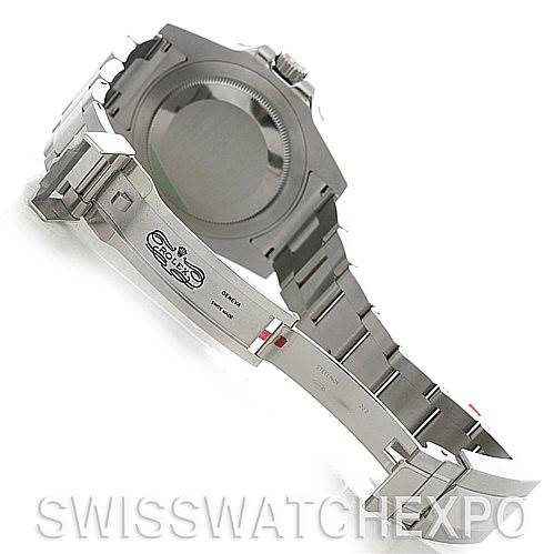 The image shows the back, clasp, and bracelet of a Rolex GMT-Master 116710 Men's Stainless Steel Black Dial 116710 Men's Stainless Steel Black Dial watch from an angled perspective.