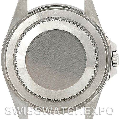 The image shows the back case and crown of a Rolex GMT-Master 16710 Men's Stainless Steel Black Dial 16710 Men's Stainless Steel Black Dial watch from a directly rear-facing angle.