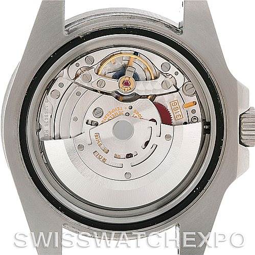 This image shows the back view of a Rolex GMT-Master 116710 Men's Stainless Steel Black Dial 116710 Men's Stainless Steel Black Dial watch, focusing on the intricate internal mechanism.