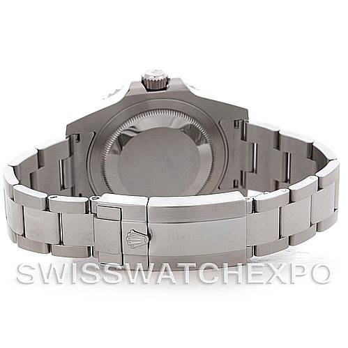 The image shows the back case and bracelet clasp of a Rolex GMT-Master 116710 Men's Stainless Steel Black Dial 116710 Men's Stainless Steel Black Dial watch from a rear angle.
