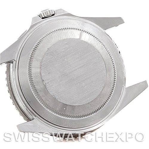 This image shows the case back of a Rolex GMT-Master 16710 Men's Stainless Steel Black Dial 16710 Men's Stainless Steel Black Dial watch viewed from the rear.